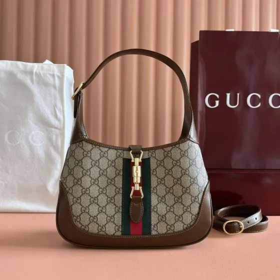 Gucci Jackie 1955 GG Supreme beige with brown leather shoulder AAA Quality Replica