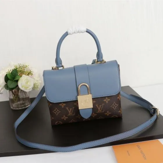 Louis Vuitton M43577 Monogram with Blue Leather 20x16cm shoulder bag — Top Quality Replica