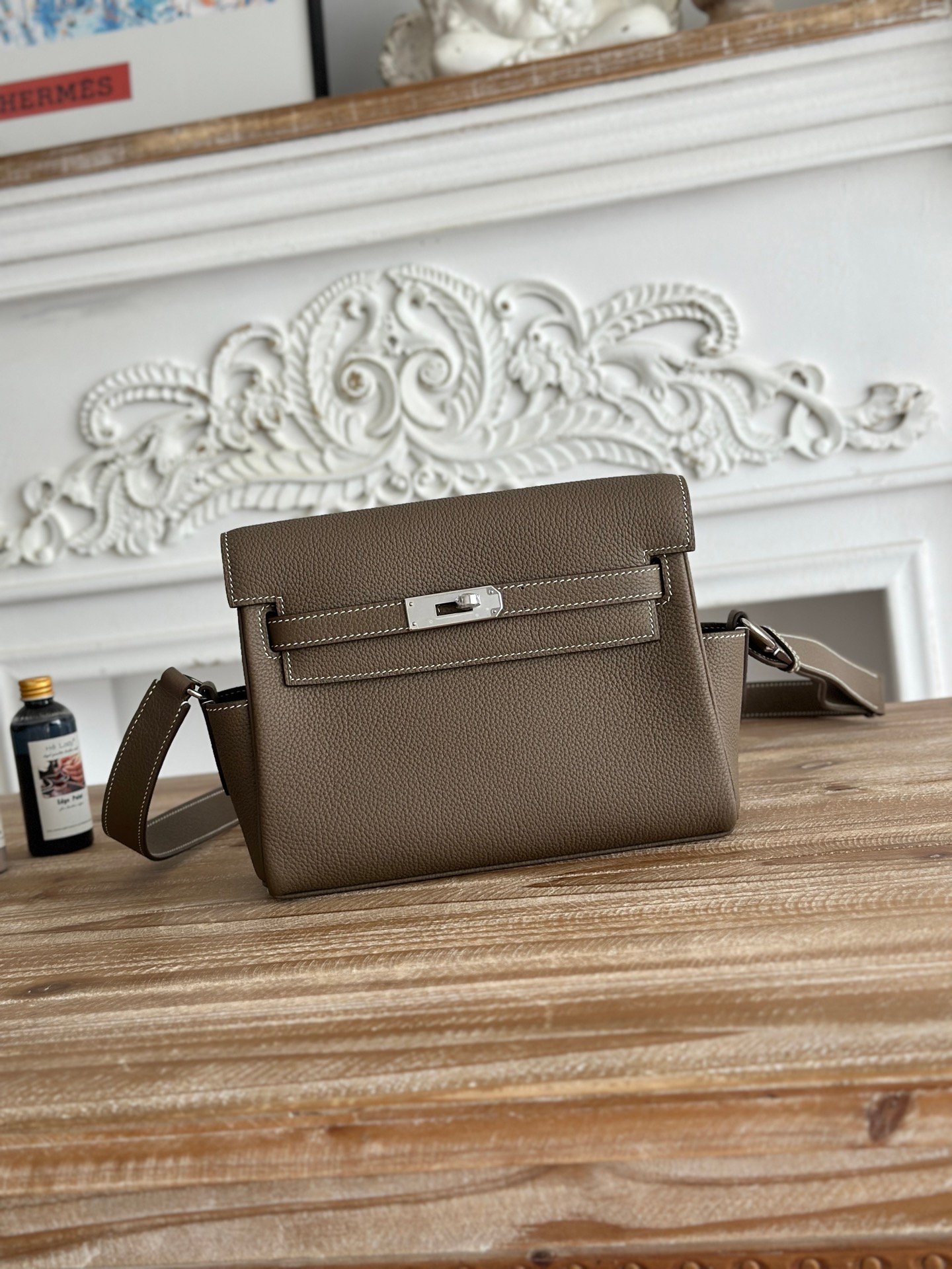 Hermes Kelly Messenger Etoupe Togo crossbody everyday