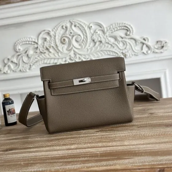 Hermes Kelly Messenger Etoupe Togo crossbody Top Quality Replica
