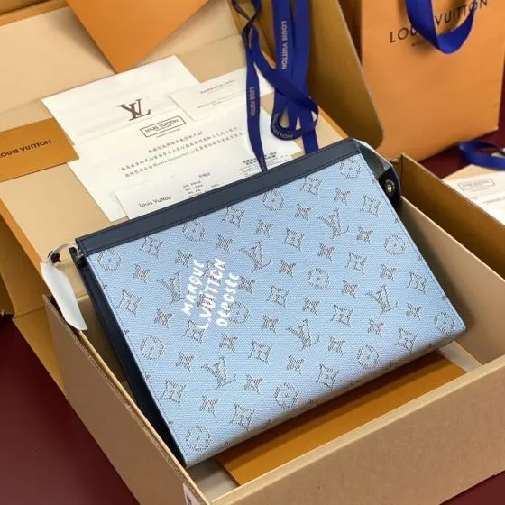 Louis Vuitton Pochette Voyage Light Blue Monogram 27 x 21 x 3 cm travel Premium Replica