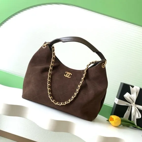 Chanel Hobo Brown suede shoulder AAA Quality Replica