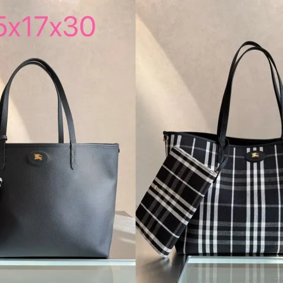Burberry Black Black Check Brown Haymarket Check 37 5x17x30cm 37x17x30cm tote Top Quality Replica
