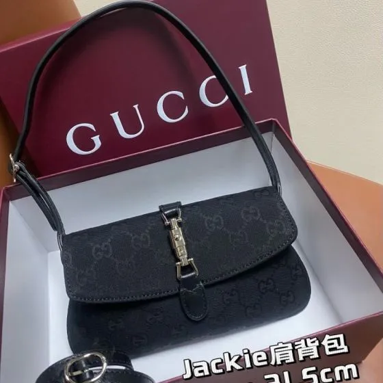 Gucci Jackie Black GG canvas 21 5cm shoulder AAA Quality Replica