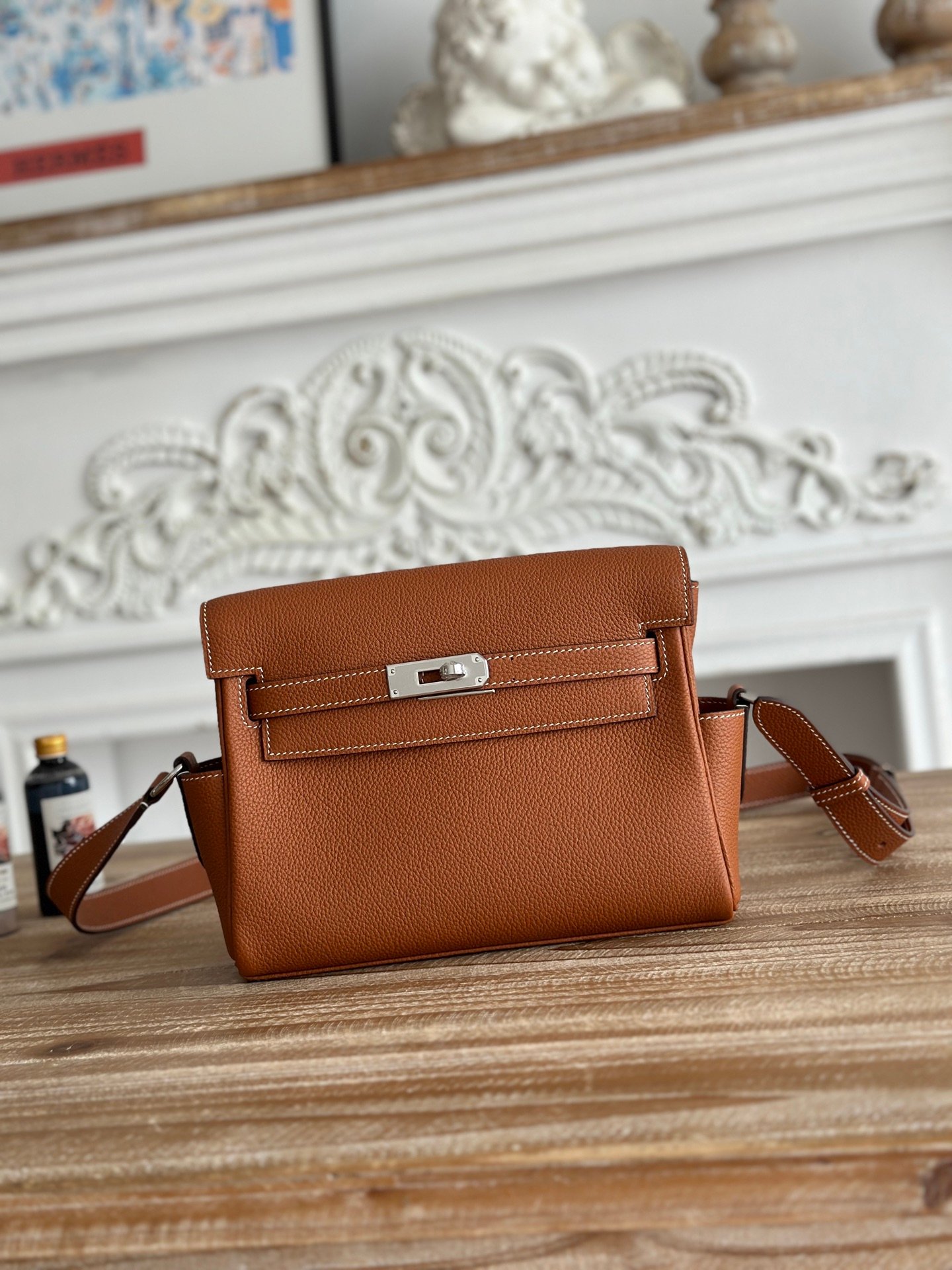 Hermes Kelly Messenger Gold Togo crossbody everyday