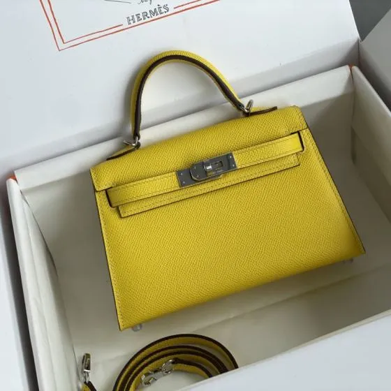Hermes Mini Kelly II Yellow mini crossbody 1 1 Replica