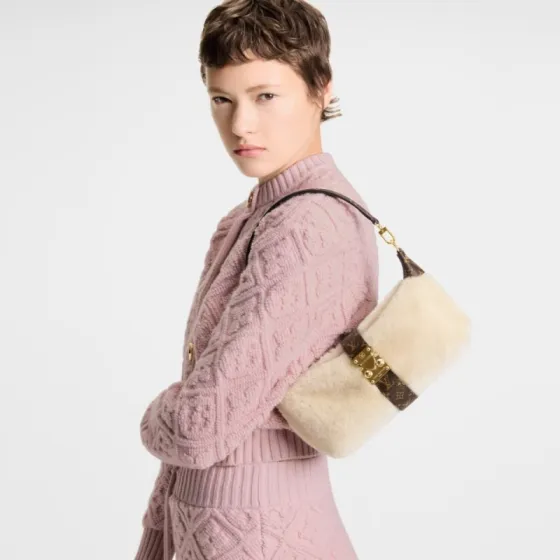 Louis Vuitton Diane Cream shearling with Monogram shoulder Premium Replica