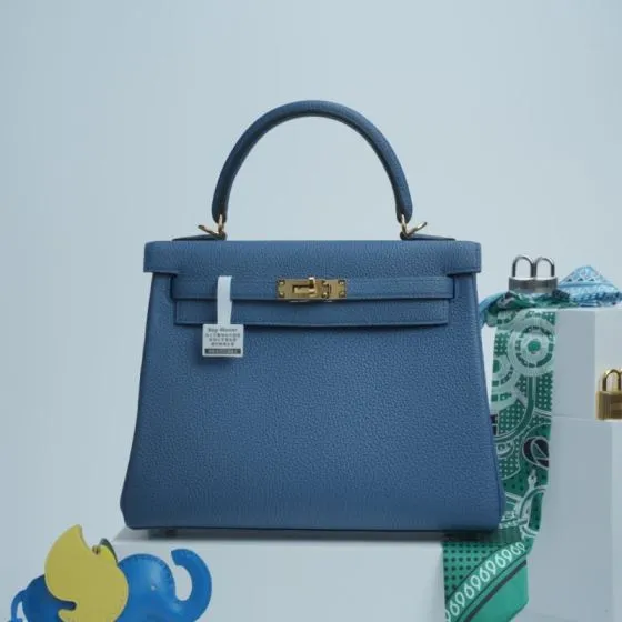 Hermes Kelly Blue Togo leather shoulder Premium Replica