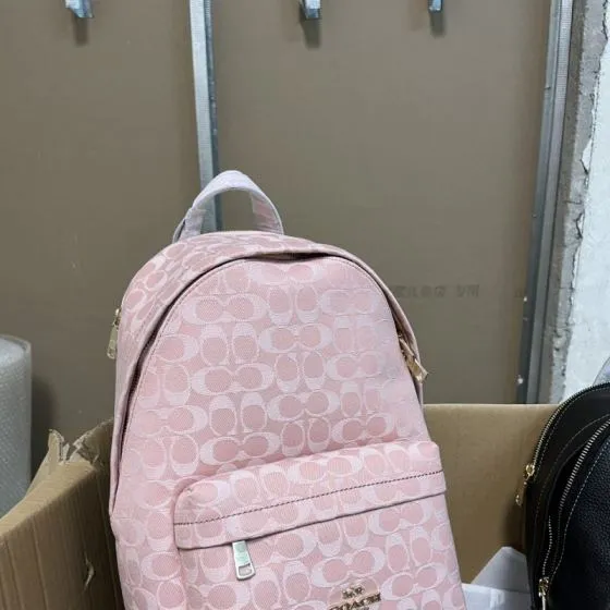 Coach Pink Signature Monogram 30x35x15cm backpack Top Quality Replica