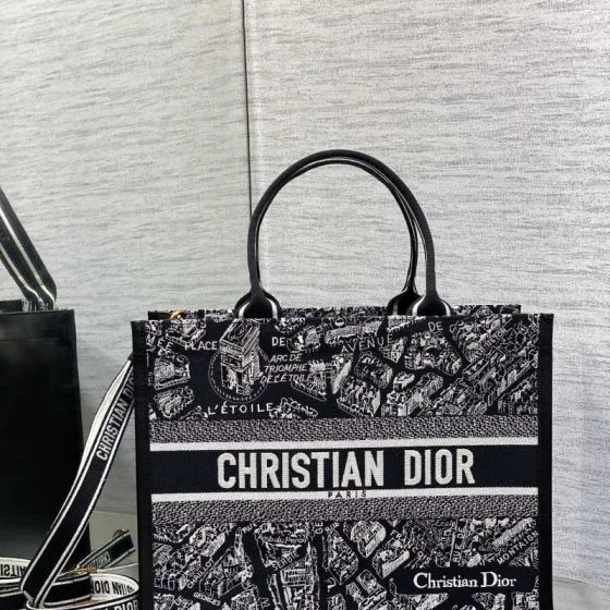 Dior Book Tote Black and white embroidered toile — Top Quality Replica