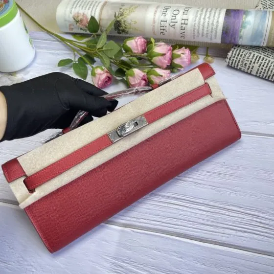 Hermes Kelly Cut Red 31cm evening 1 1 Replica