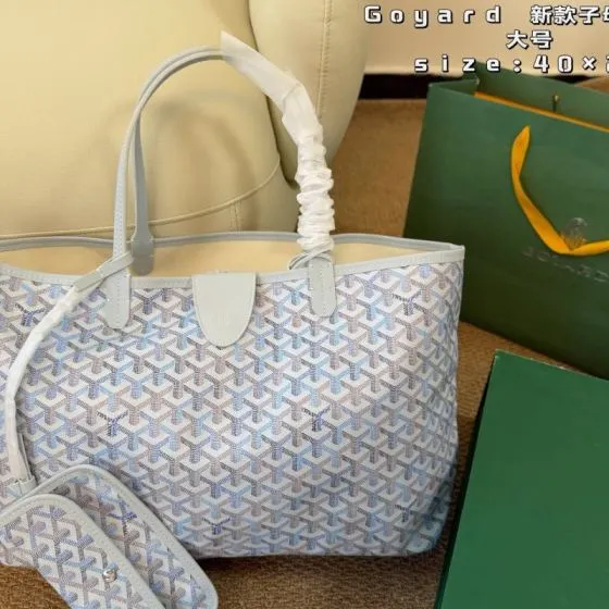 Goyard Saint Louis Canvas Light Blue large 40 28cm tote Premium Replica
