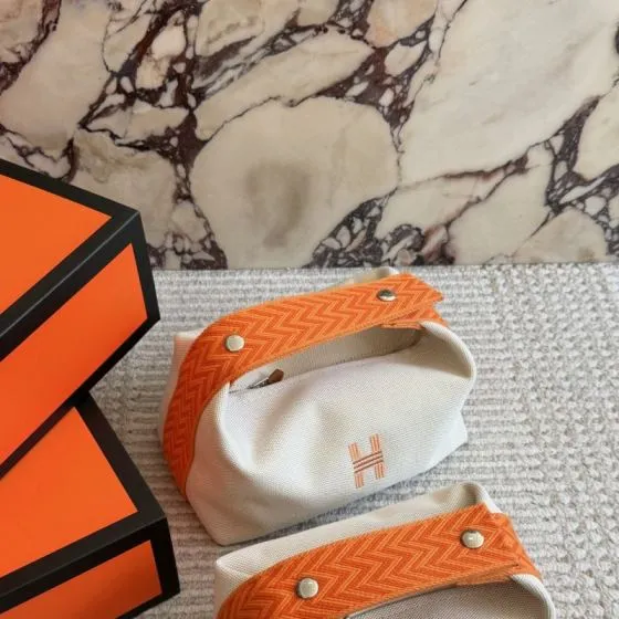 Hermes Bride-a-Brac Beige Orange canvas 25x15cm travel — 1:1 Replica