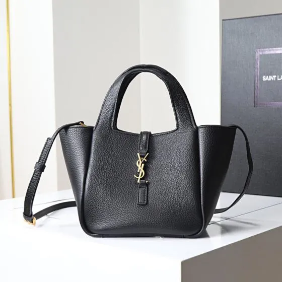 Saint Laurent Cabas Black grained leather shoulder — Top Quality Replica