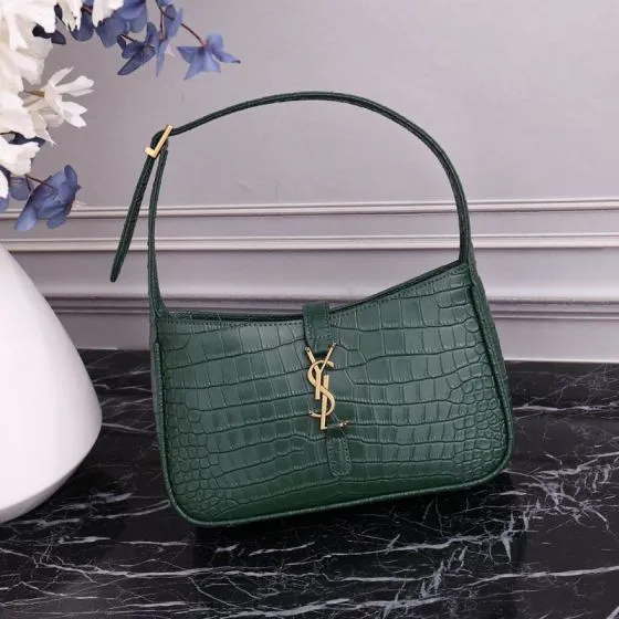 Saint Laurent Green crocodile-embossed leather 23x16x6 5cm shoulder — AAA Quality Replica