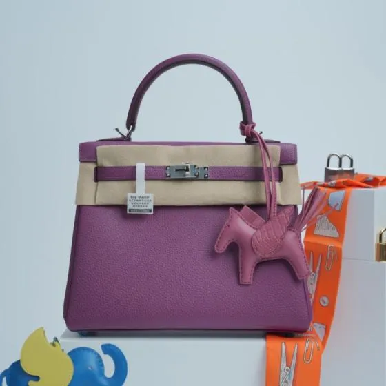Hermes Kelly Purple and Beige shoulder AAA Quality Replica