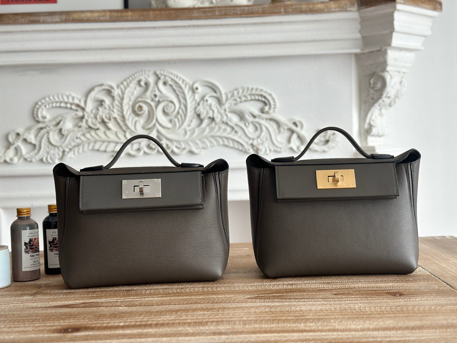 Hermes 2424 Etoupe mini top handle everyday