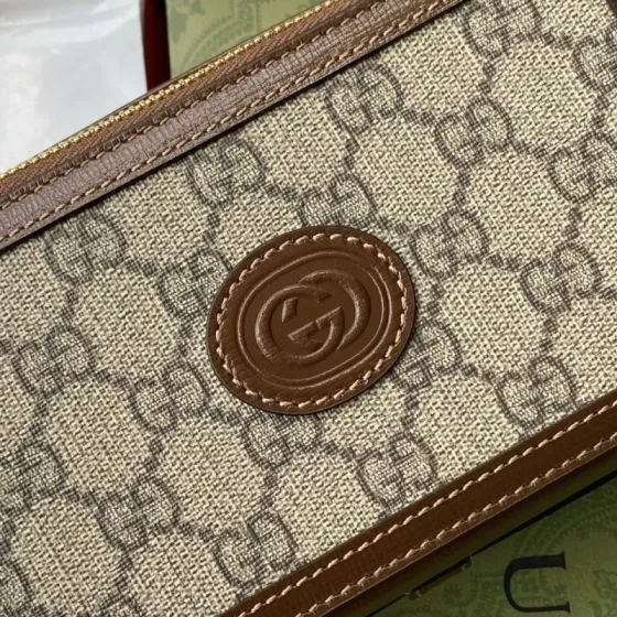 Gucci Beige Ebony GG Supreme with Brown leather shoulder Premium Replica
