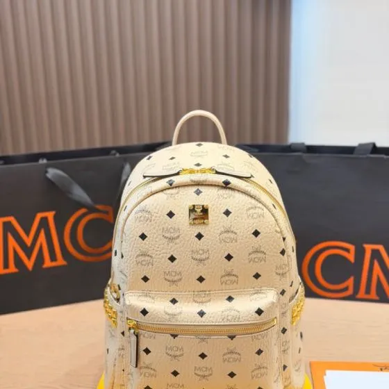 MCM Stark Beige Visetos 38cm backpack Premium Replica