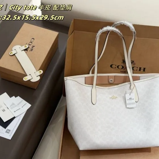 Coach City White 38x28x15cm shoulder bag 1 1 Replica
