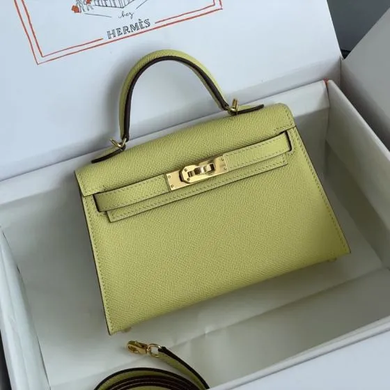 Hermes Mini Kelly II Pale yellow mini crossbody 1 1 Replica