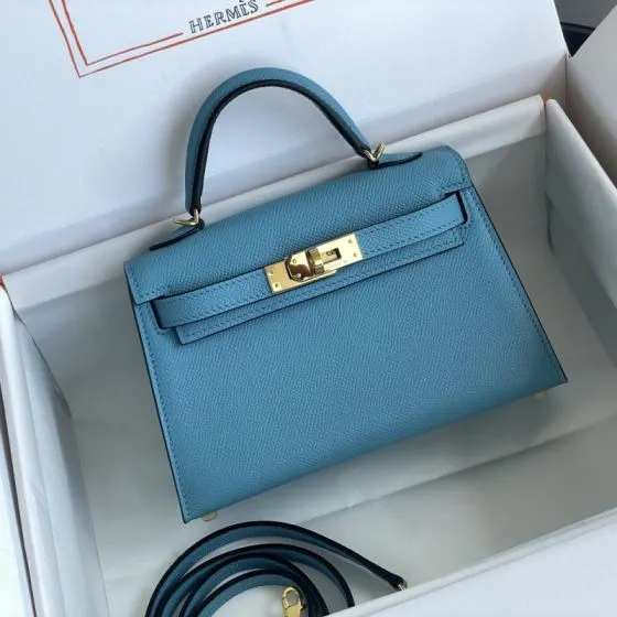 Hermes Kelly Blue mini crossbody AAA Quality Replica