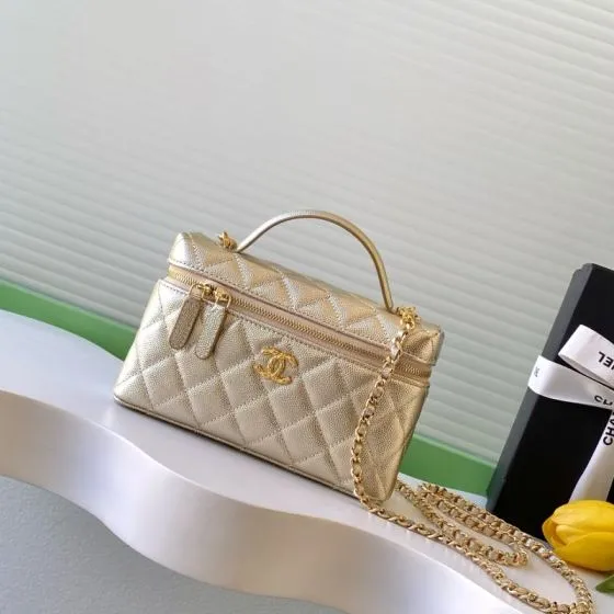 Chanel Vanity Case Metallic Gold crossbody 1 1 Replica