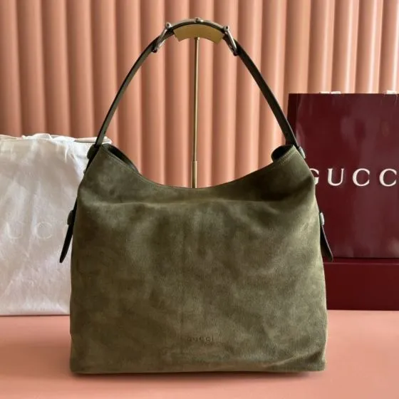 Gucci Beatrix Olive Green Suede shoulder AAA Quality Replica