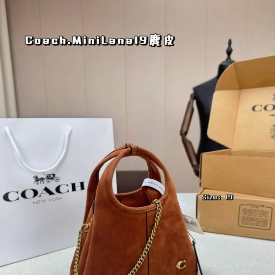 Coach Lana Brown suede 19cm crossbody 1 1 Replica