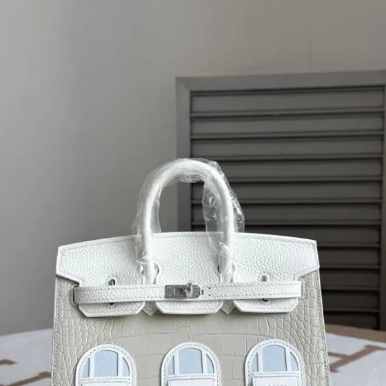 Hermes Birkin White croc-embossed leather 20cm everyday — AAA Quality Replica