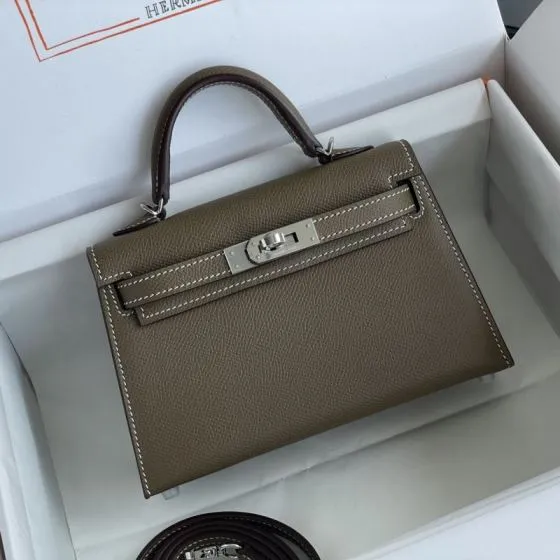 Hermes Mini Kelly II Etoupe mini crossbody Top Quality Replica