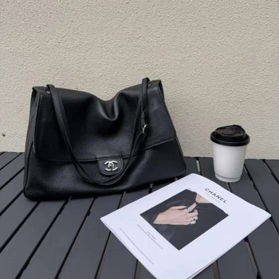 Chanel Black grained leather shoulder Top Quality Replica