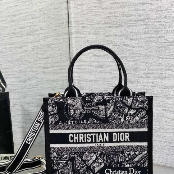 Dior Book Tote Black and white embroidered canvas — AAA Quality Replica
