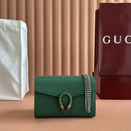 Gucci Dionysus Green leather 20x13 5x4cm shoulder Top Quality Replica