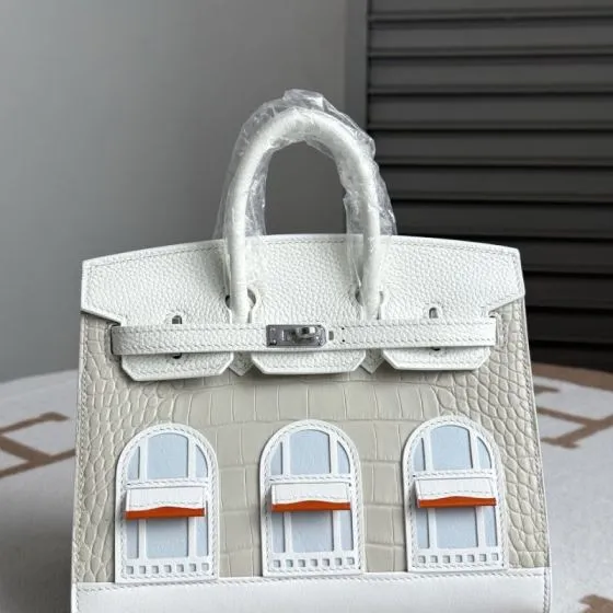 Hermes Birkin 20 White matte crocodile 20cm handbag — Top Quality Replica