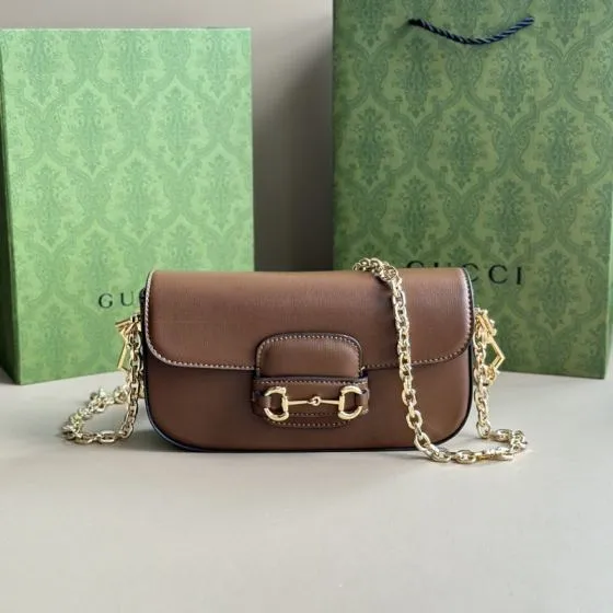 Gucci Horsebit 1955 Brown leather shoulder AAA Quality Replica
