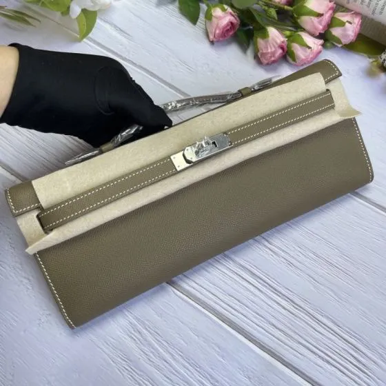 Hermes Kelly Cut Etoupe Epsom 31 evening 1 1 Replica