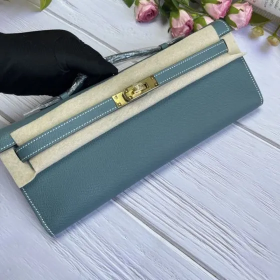 Hermes Kelly Cut Blue Epsom 31 evening Top Quality Replica