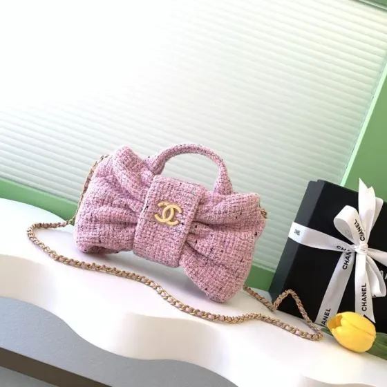Chanel Pink tweed mini crossbody 1 1 Replica