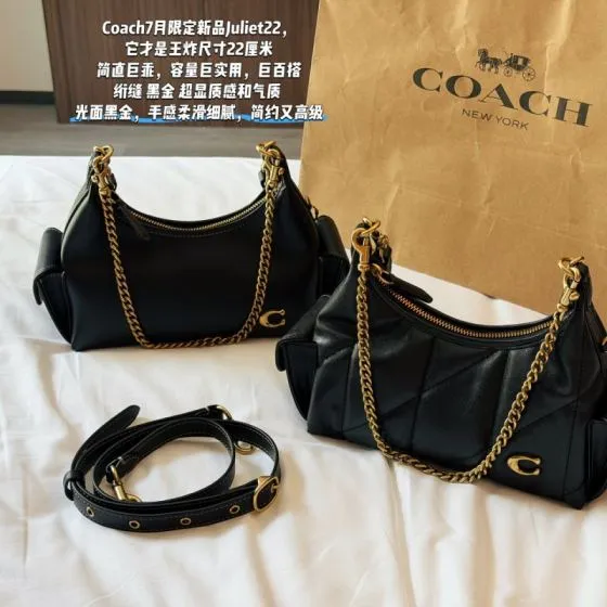 Coach Juliet Black leather gold hardware 22cm crossbody Premium Replica
