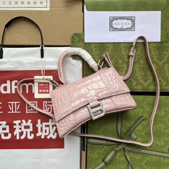 Balenciaga Hourglass Pink 23x14x10cm shoulder bag AAA Quality Replica