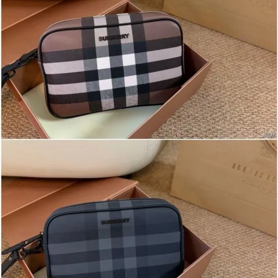 Burberry Check Birch Brown Charcoal Black 24x17cm crossbody Top Quality Replica