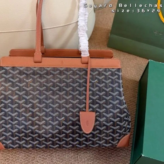 Goyard Bellechasse Canvas with Brown Leather Trim 36x24cm tote 1 1 Replica