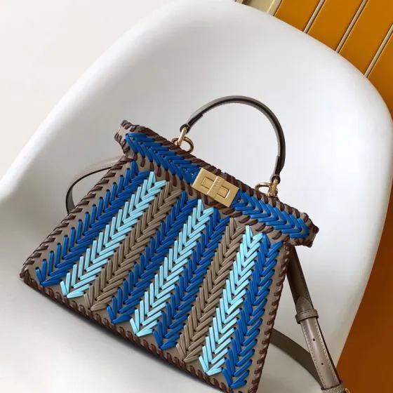 Fendi Peekaboo Blue 33x22x14cm shoulder bag Premium Replica