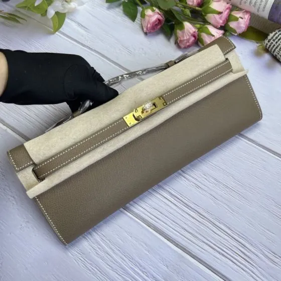 Hermes Kelly Cut Etoupe Epsom 31 evening Premium Replica