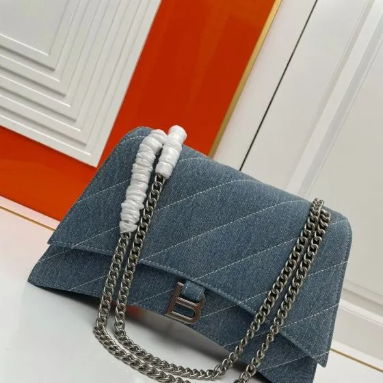 Balenciaga Crush Denim blue large 31cm shoulder 1 1 Replica