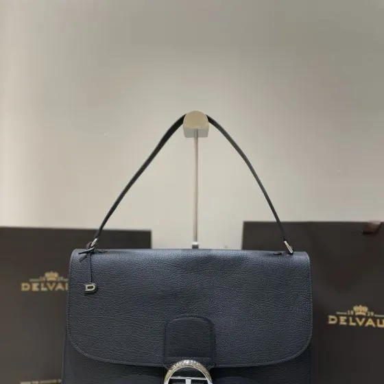 Delvaux Temp te Black grained leather shoulder Top Quality Replica