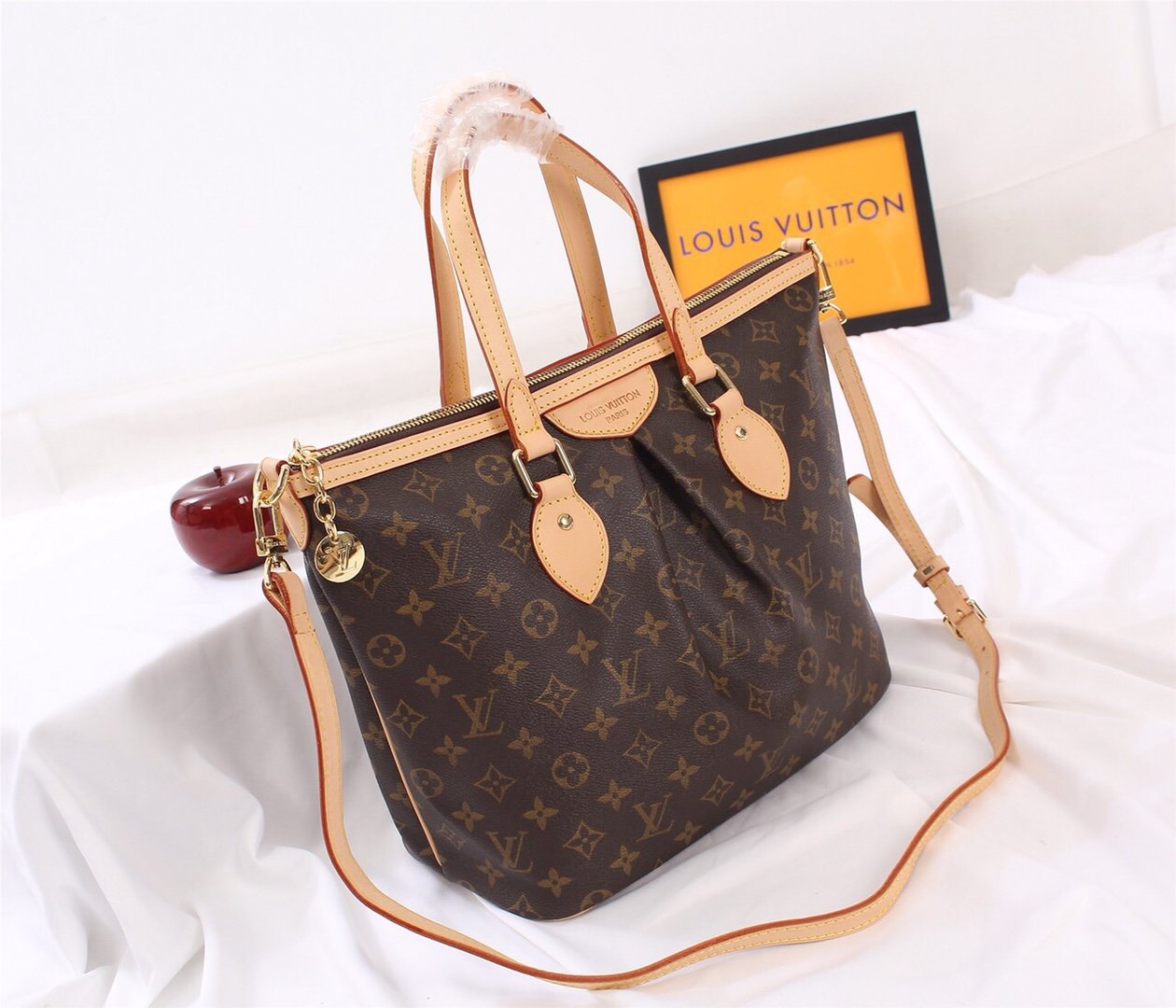 Louis Vuitton M40145 Palermo PM Brown Monogram Coated Canvas with Natural Vachetta Leather Trim, Gold Tone Hardware 37 x 27 x 17cm everyday, work, casual outings photo 1