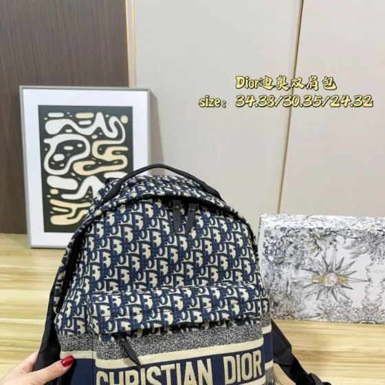 Dior Blue Oblique 34 38 30 35 24 32 backpack — 1:1 Replica