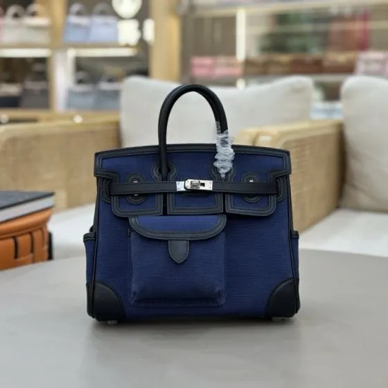 Hermes Cargo 25 Blue and Black 25cm everyday — AAA Quality Replica